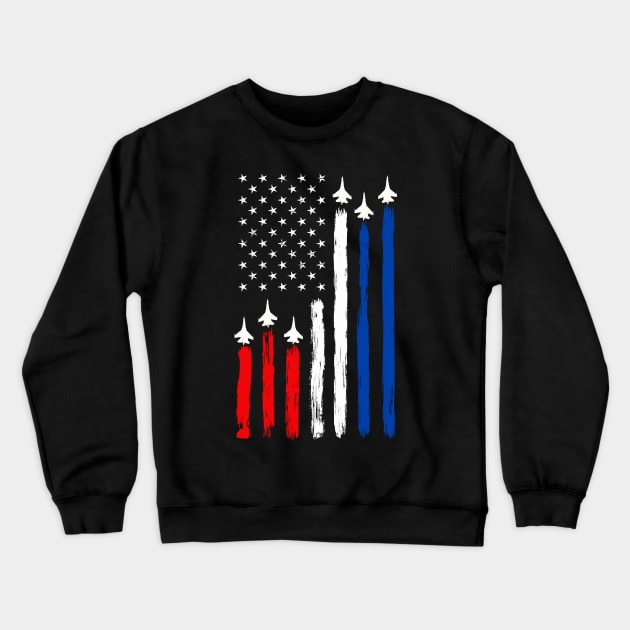 Air Force US Veterans 4th of July T shirt - Merica Flag T-Shirt Crewneck Sweatshirt by Pannolinno